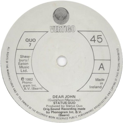 DEAR JOHN Label - Solid centre Side A