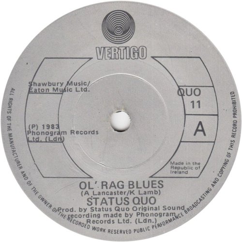 OL' RAG BLUES Label - Solid centre Side A