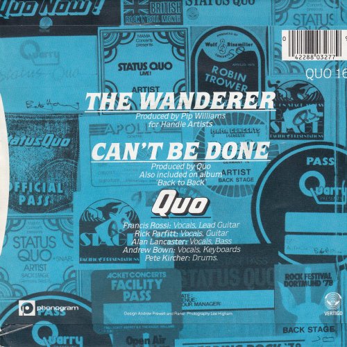 THE WANDERER UK Picture Sleeve Rear