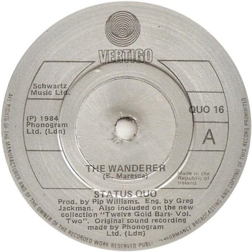 THE WANDERER Label - Solid centre Side A