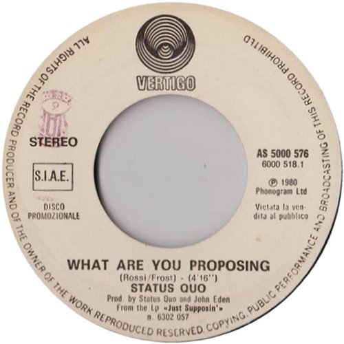 WHAT YOU'RE PROPOSING (JUKEBOX) Label Side A
