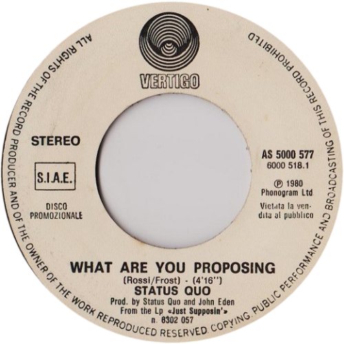WHAT YOU'RE PROPOSING (JUKEBOX 2) Label Side A