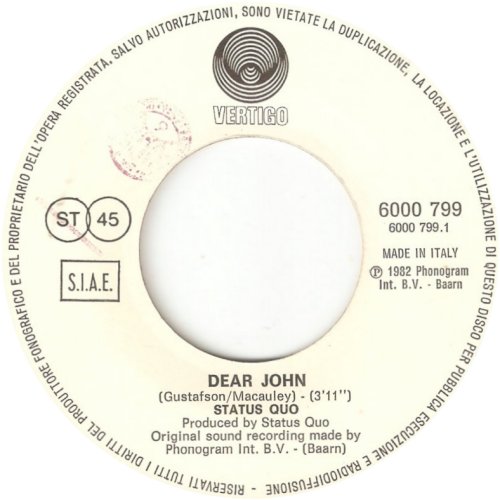 DEAR JOHN Label Side A