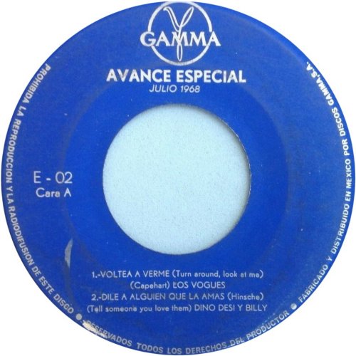 AVANCE ESPECIAL JULIO 1968 Blue Label Promo Side A