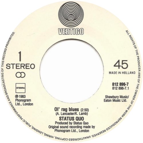 OL' RAG BLUES Label Side A