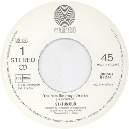 IN THE ARMY NOW Label 1 Side A