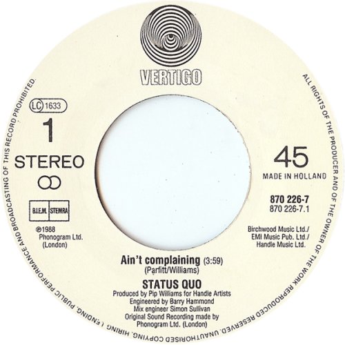 AIN'T COMPLAINING Label 2 Side A