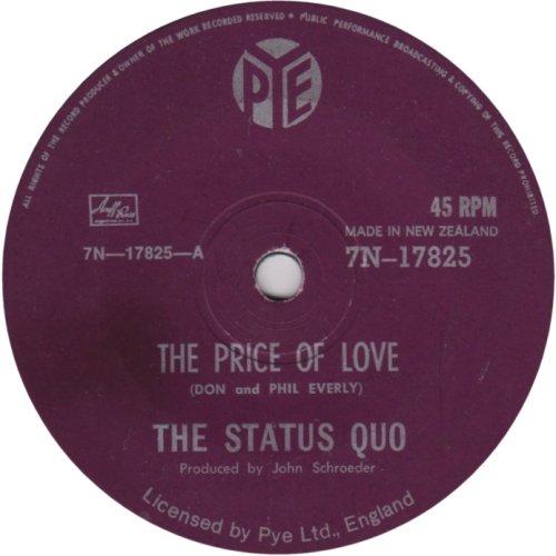 THE PRICE OF LOVE Label v1 Side A