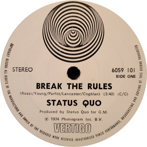 BREAK THE RULES Label Side A