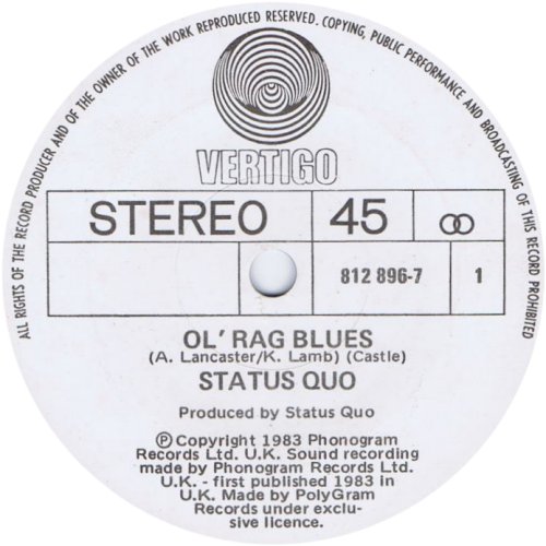 OL' RAG BLUES Label Side A