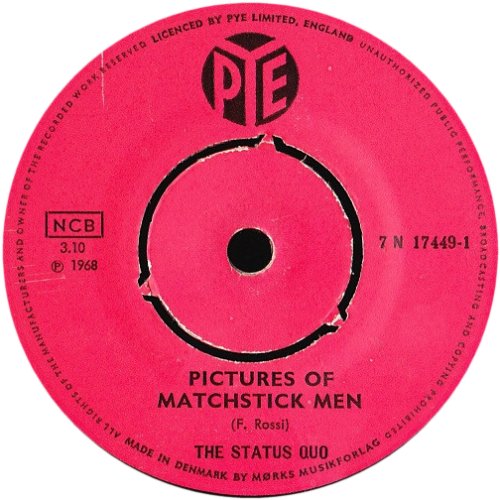 PICTURES OF MATCHSTICK MEN Label (Denmark v1) Side A