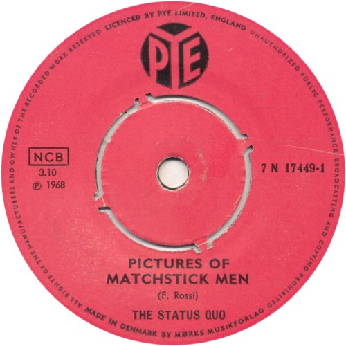 PICTURES OF MATCHSTICK MEN Label (Denmark v2) Side A
