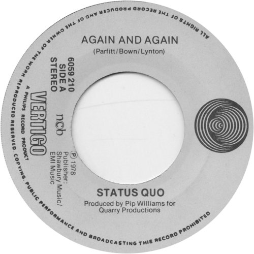 AGAIN AND AGAIN Label Side A