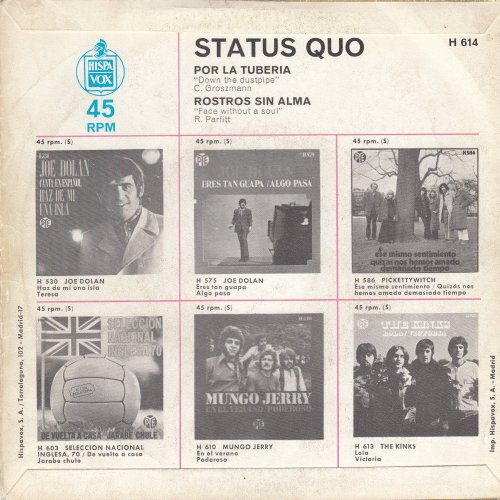 DOWN THE DUSTPIPE Picture Sleeve Rear