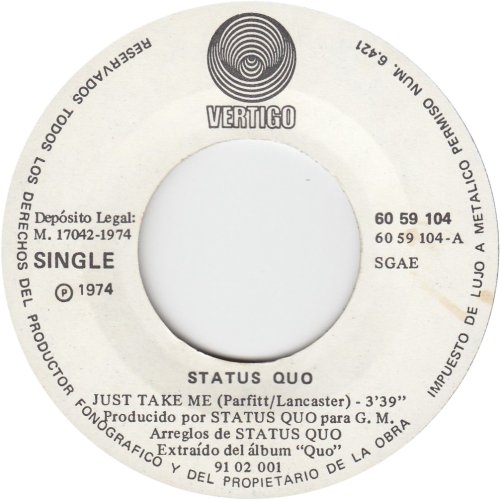 JUST TAKE ME Label Side A