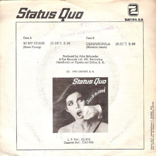 IN MY CHAIR (PROMO) Picture Sleeve Rear