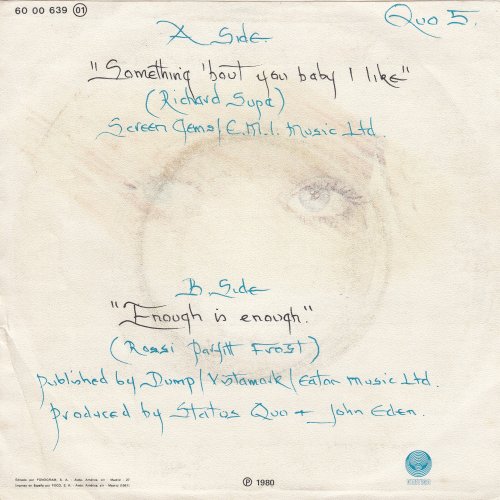 SOMETHING 'BOUT YOU BABY I LIKE Picture Sleeve Rear