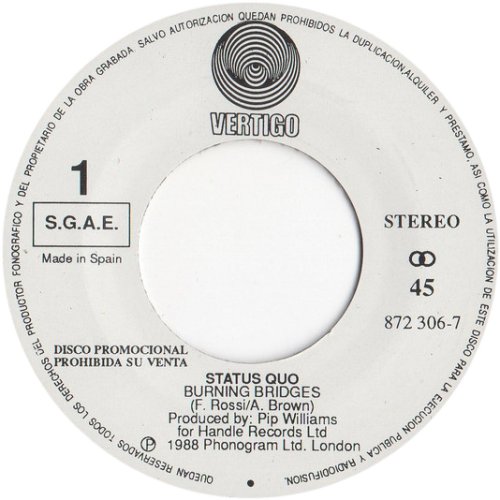 BURNING BRIDGES (1991 PROMO) Promo Label Side A