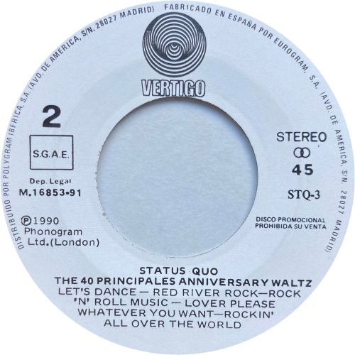 40 PRINCIPALES - ANNIVERSARY WALTZ (PROMO) Promo Label Side B