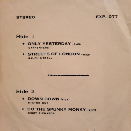 EXPRESS SONGS (DOWN DOWN) Picture Sleeve Rear