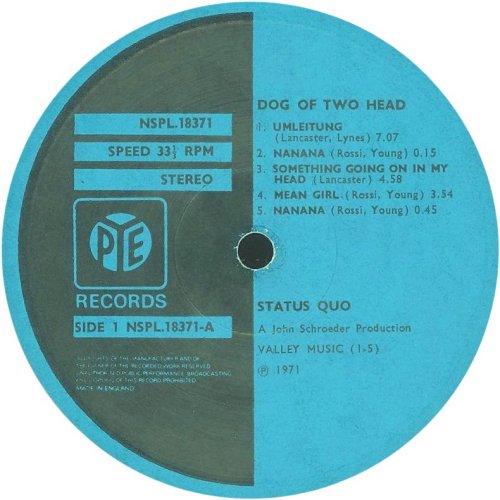 DOG OF TWO HEAD Second pressing - Turquoise Pye Label Side A