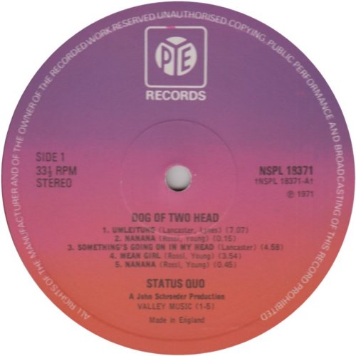 DOG OF TWO HEAD Reissue - Purple/Red PYE label v2 Side A
