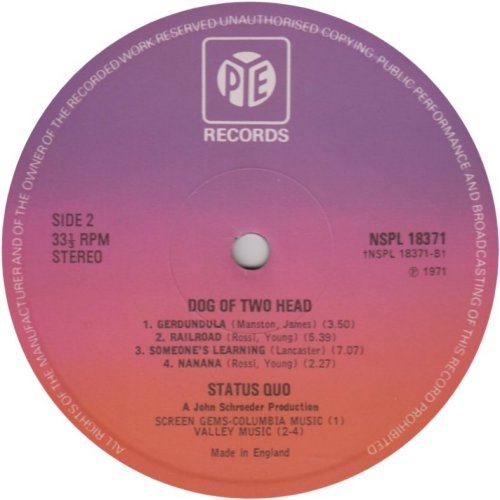 DOG OF TWO HEAD Reissue - Purple/Red PYE label v2 Side B