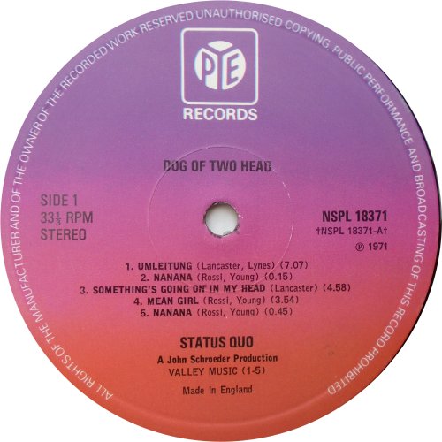 DOG OF TWO HEAD Reissue - Purple/Red PYE label v3 Side A