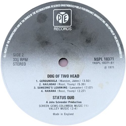 DOG OF TWO HEAD Reissue - Black and white PYE label v1 Side B
