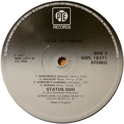 DOG OF TWO HEAD Reissue - Black and white PYE label v2 Side B