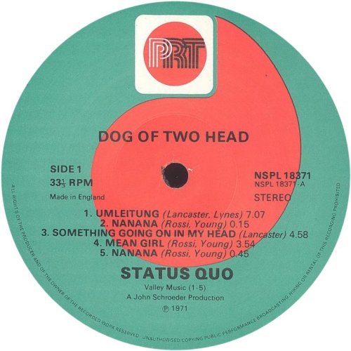 DOG OF TWO HEAD Reissue - Green / Red PRT label v1 Side A