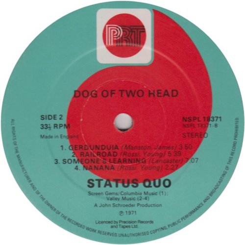 DOG OF TWO HEAD Reissue - Green / Red PRT label v2 Side B