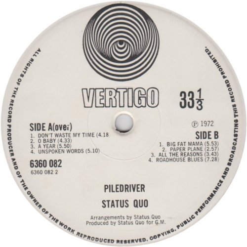 PILEDRIVER First issue - Vertigo Swirl Label Side B