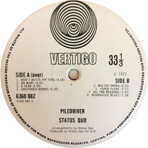 PILEDRIVER Vertigo Swirl Label Variation Side B