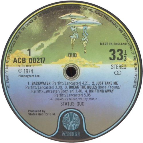 QUO Spaceship Label - Music Club Edition Side A