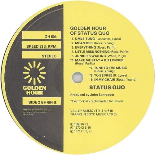 GOLDEN HOUR PRESENTS DOWN THE DUSTPIPE Second Edition Side B