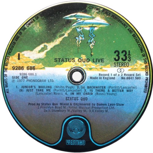 LIVE First issue Spaceship Label - Disc 1 Side A