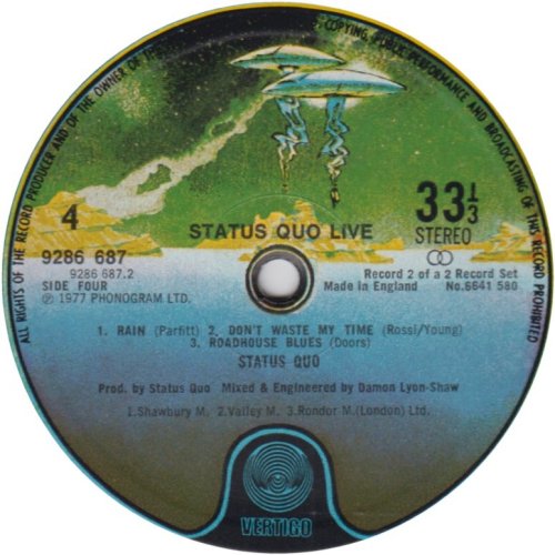 LIVE First issue Spaceship Label - Disc 2 Side B