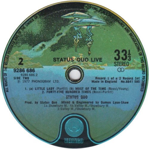 LIVE Later issue Spaceship Label - Disc 1 Side B