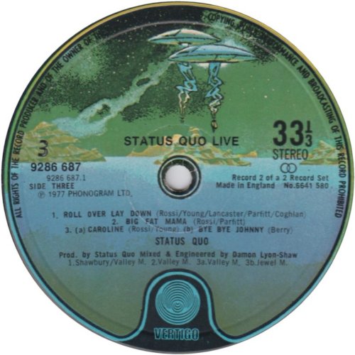 LIVE Later issue Spaceship Label - Disc 2 Side A