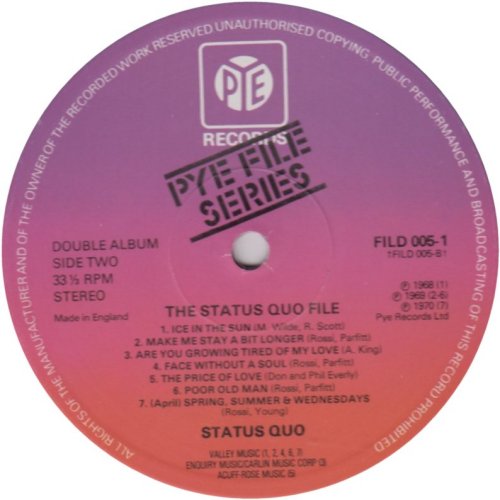 THE FILE SERIES First Edition - Purple / Red Label - Disc 1 Side B