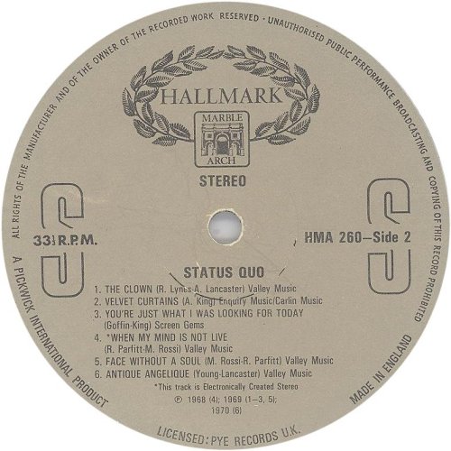 STATUS QUO Beige Label Side B