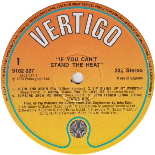 IF YOU CAN'T STAND THE HEAT Reissue - Orange / Yellow label Side A
