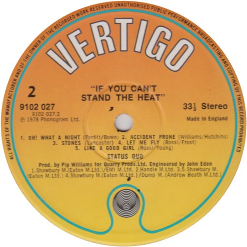 IF YOU CAN'T STAND THE HEAT Reissue - Orange / Yellow label Side B