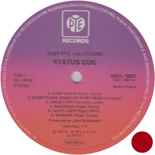 JUST FOR THE RECORD Ltd Edition Red Vinyl Side A