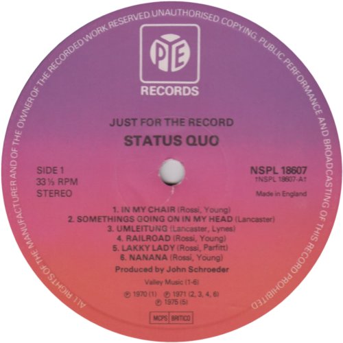 JUST FOR THE RECORD Second Edition Black Vinyl Side A