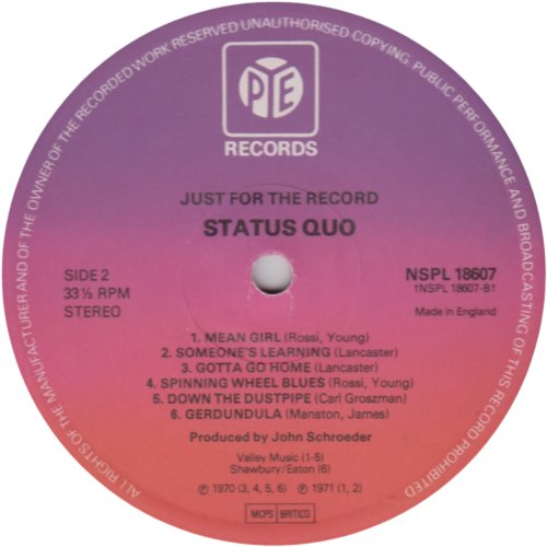 JUST FOR THE RECORD Second Edition Black Vinyl Side B