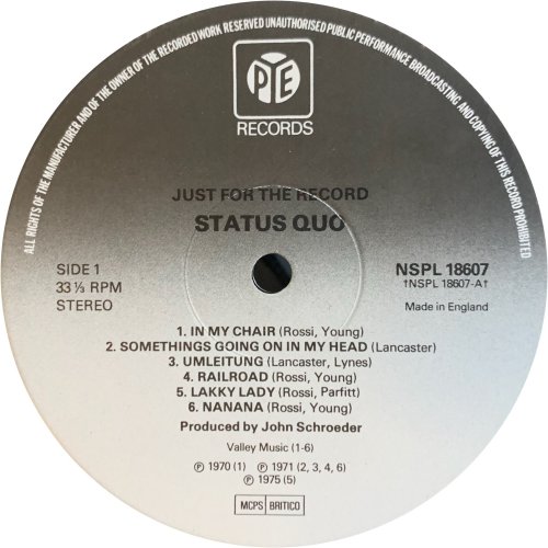 JUST FOR THE RECORD Reissue Black / White Label Side A