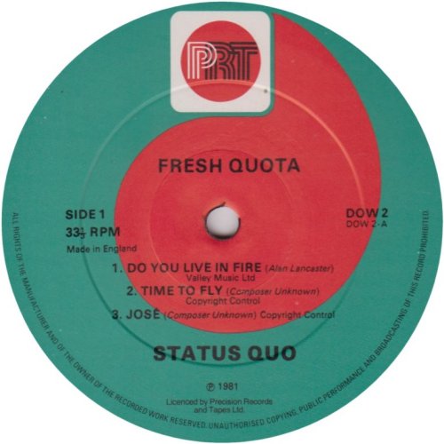 FRESH QUOTA Standard PRT label Side A