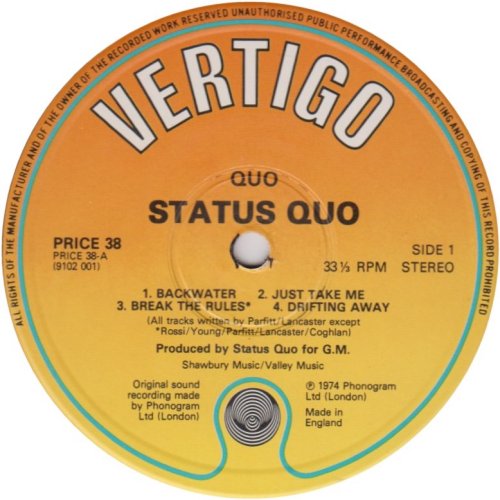 QUO (REISSUE) Standard Orange / Yellow Label Side A